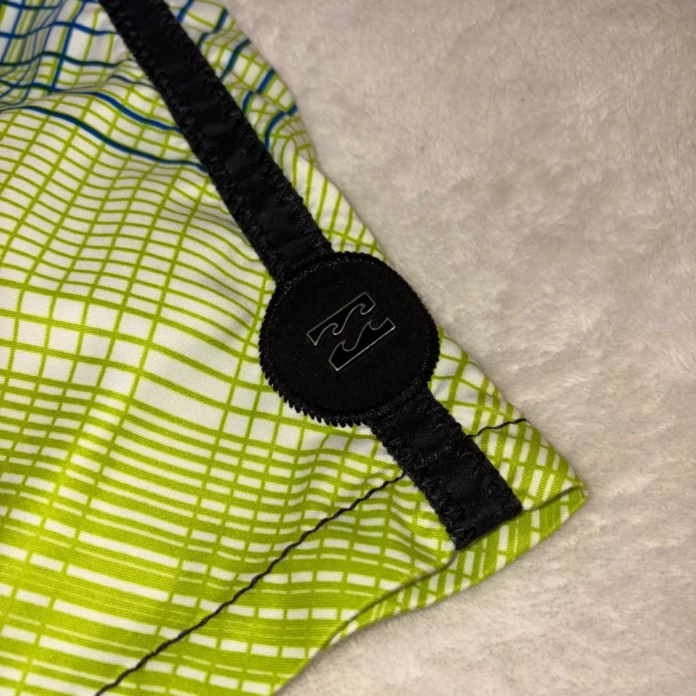 BILLABONG Board Shorts Mens Size 32 Blue‎ Green Plaid M119PGRI Swim Trunks
